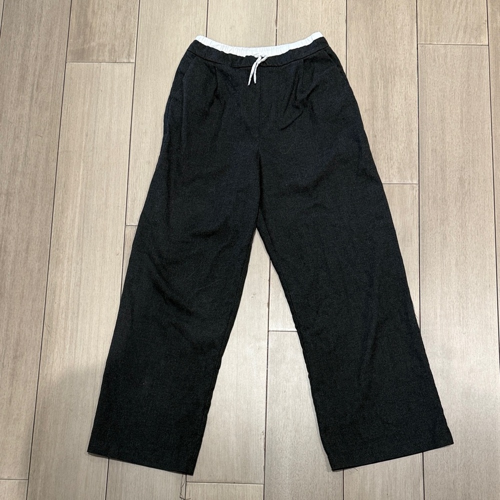 Zara Black Casual Drawstring Kids Pants with White Waistband